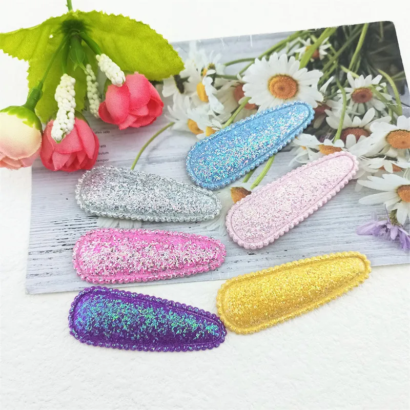 

60Pcs 5.5CM Shiny Fabric Hair Clip Cover Patches Appliques For Clothes Hat Shoes Sewing Supplies Handmade DIY Accessories