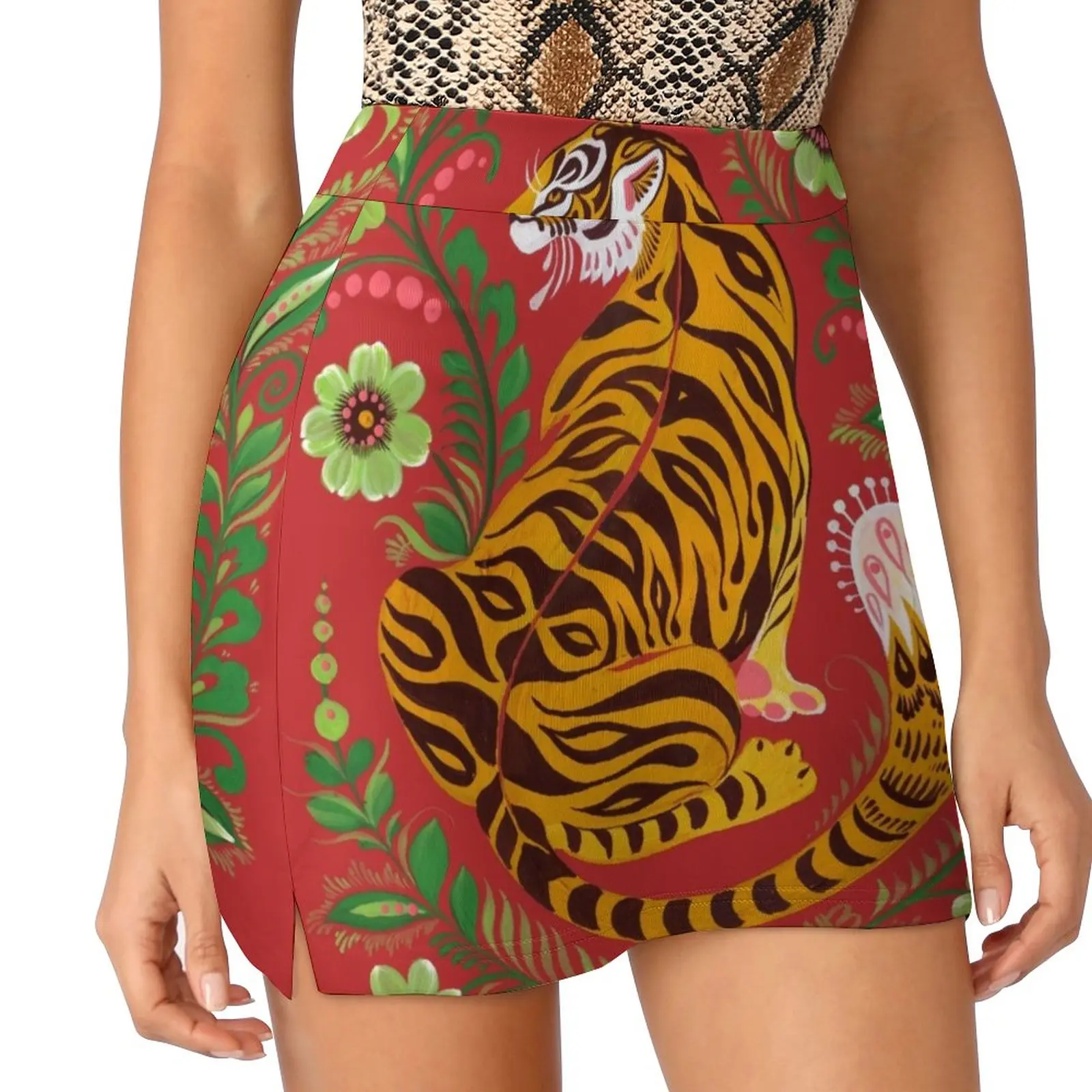 Tiger Folk Art Light Proof Trouser Skirt kawaii skirt Woman clothing fashion jinjin qc 2019 fashion women cotton scarf indian tiger head print scarves