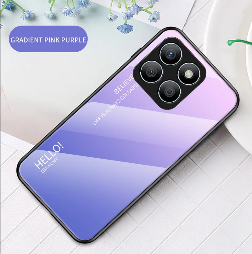 Gradient Tempered Glass Glossy Back Phone Case