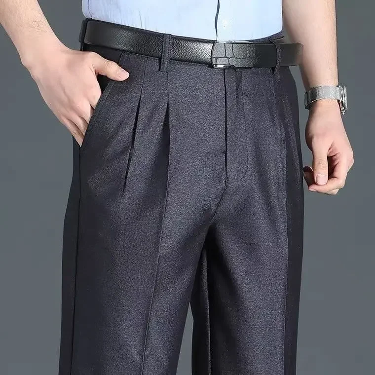 Men's Casual Suit Pants Autumn Thick Cotton Classic Business Fashion Stretch Trousers Male Brand Clothes High Waist A147 6
