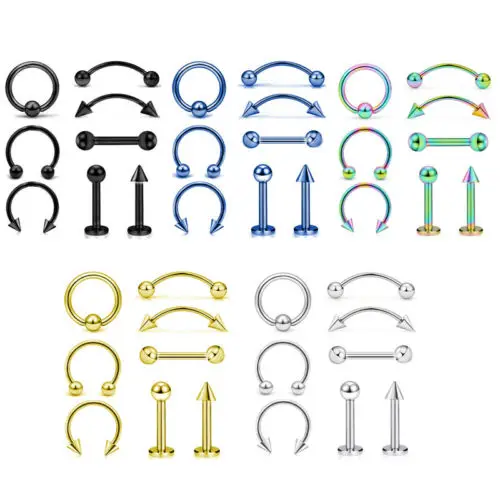 8pcs/lot Steel Ear Piercings Helix Piercings Eyebrow Lip Labret Rings Earring Tragus Barbell Body Jewelry Piercing Jewelry Body Piercing Earrings Ear Piercing Jewelry Metal Jewelry Body Piercing Jewelry Body Jewelry