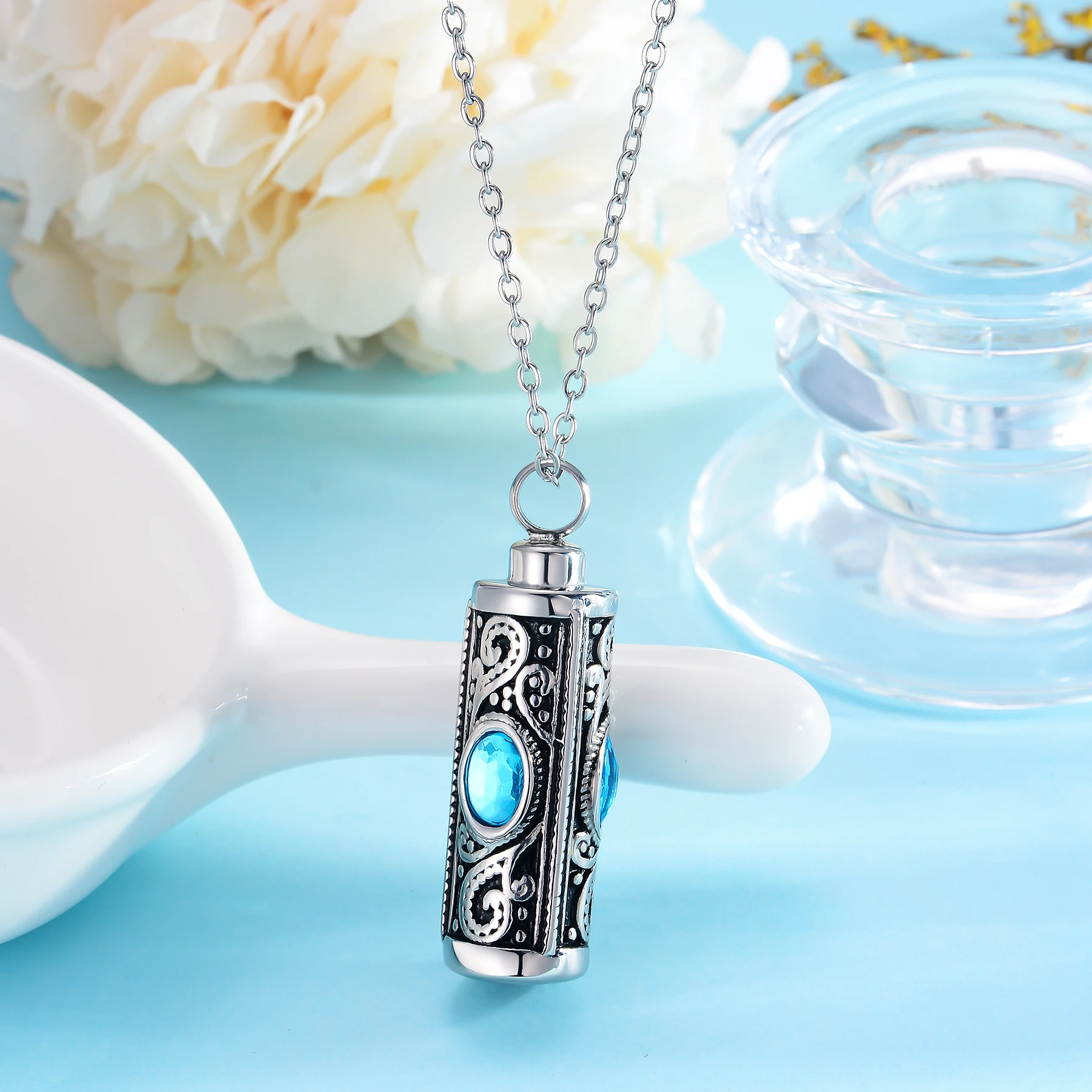 Cremation Necklace Stainless Steel Cremation Jewelry Glass