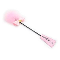 46CM PU Leather Horse Whip Paddle,  Decoration Golden Bell Pink Feather Paddle for Stage performance props 1