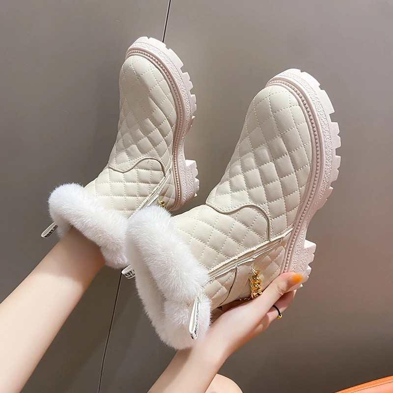 

Women's Snow Boots Winter New Cashmere Warm Women's Ankle Boots with Platform Boots 2023 Women's Fashion Casual Cotton Shoes