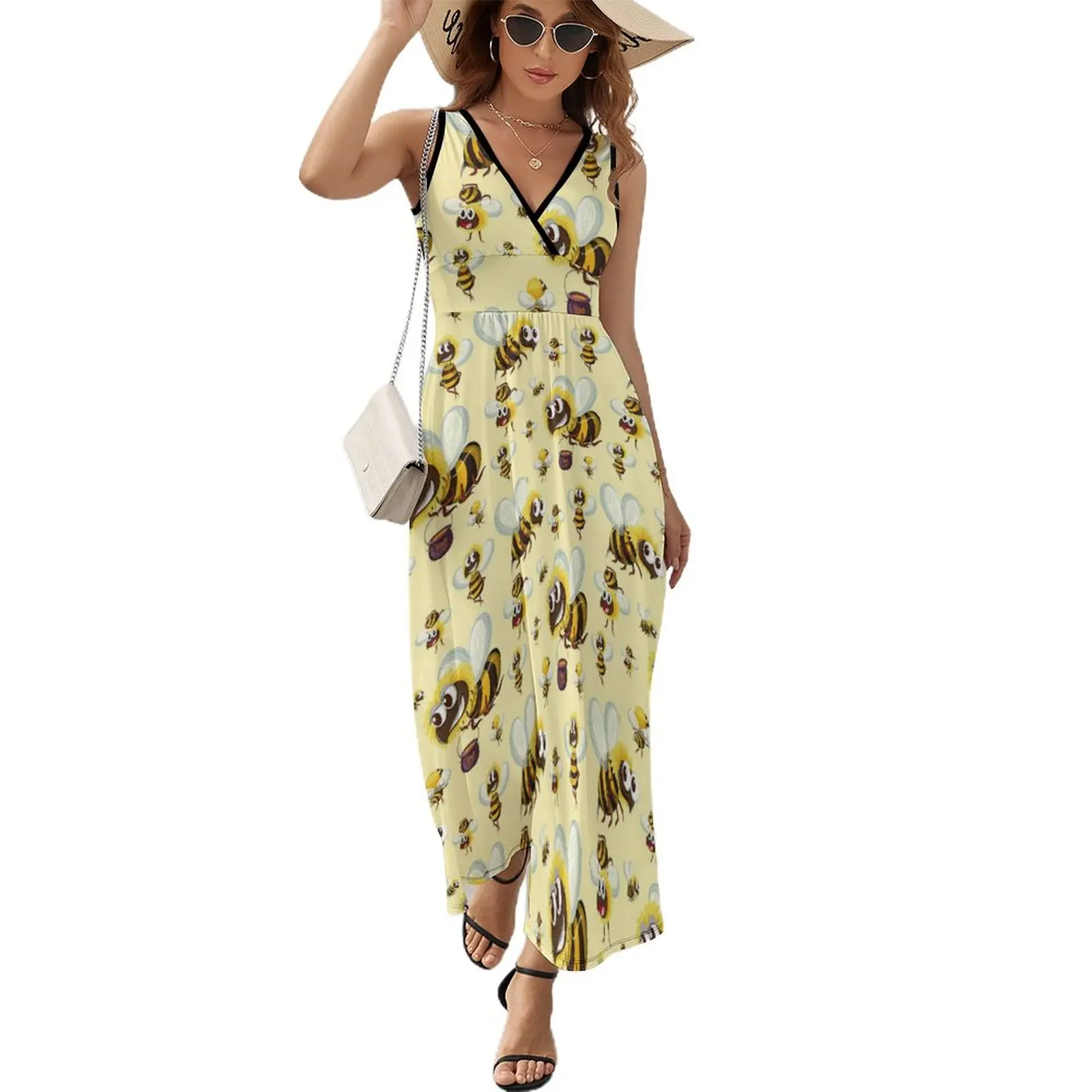 

Bumble Bee Dress Aesthetic Bohemia Long Dresses Woman Party Graphic Maxi Dress Birthday Present