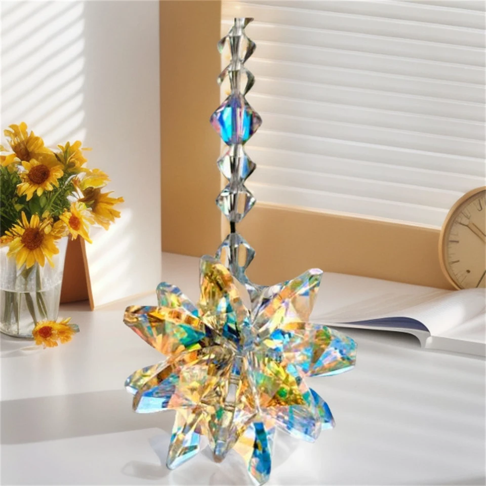 4 Acchiappasole In Cristallo Arcobaleno - Ciondoli Decorativi A Forma Di Goccia, Reticolo E Acero - Per Creare Riflessi Di Luce In Casa, Giardino, Finestre - Regalo Donne