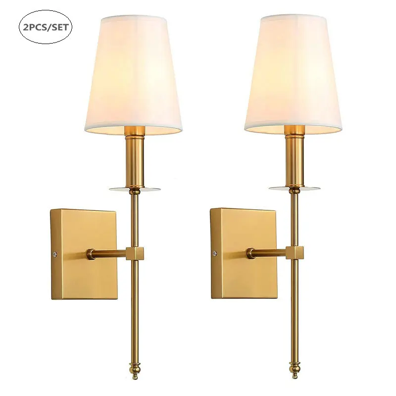 

2pcs/set Classic Retro European Castle Rustic Lights Fixture Living Room BedroomTextile Shade Lighting LED Wall Lamp