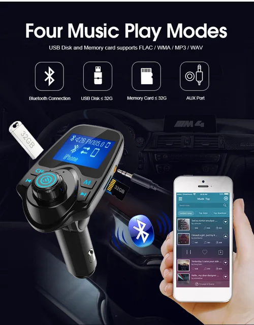 T11 Bluetooth FM-Transmitter & Autoladegerät