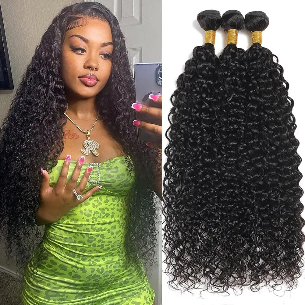 Human Hair Extensions Indian Kinky Curly Hair Bundles Human Hair Weave 30inch Deep Wave Jerry Curl Remy Curly Extensions 1 3 4 Bundle Deals
