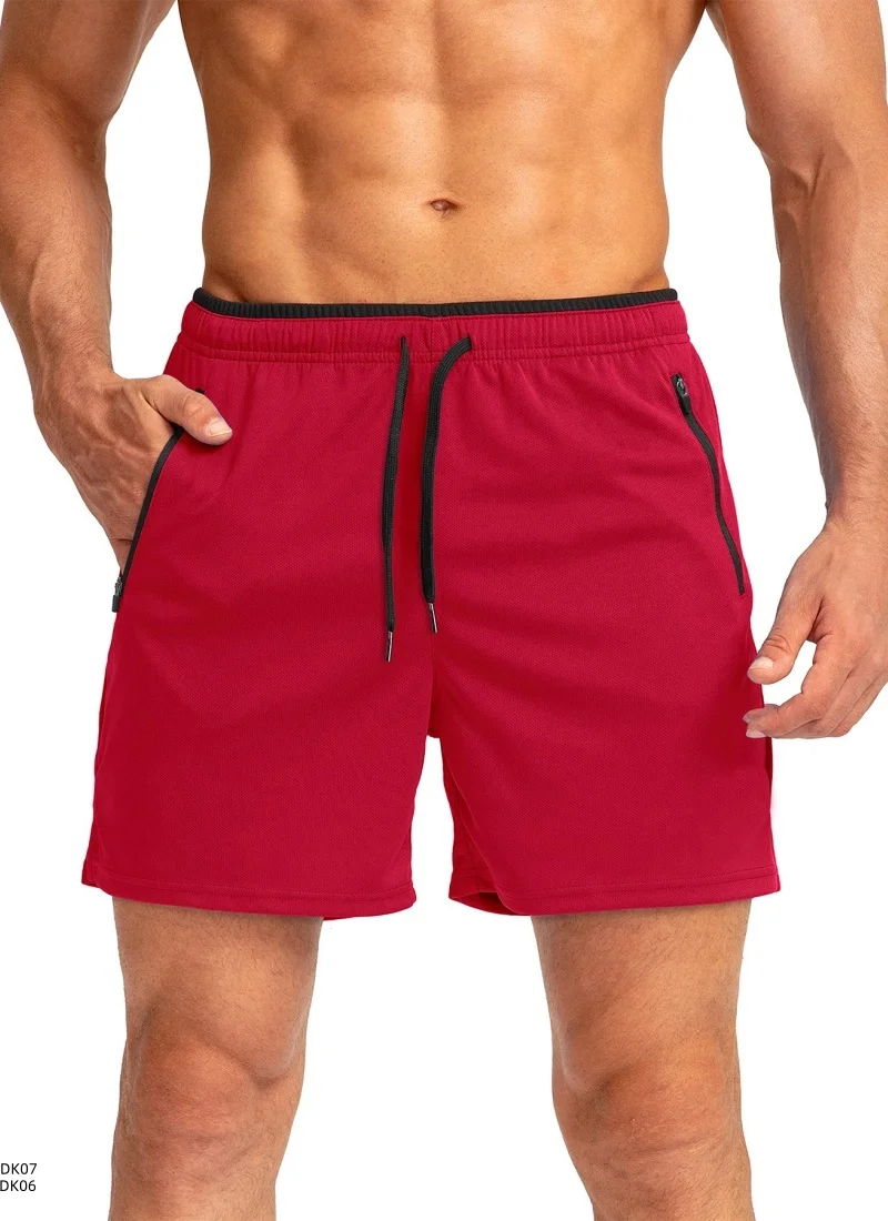 Herren-Shorts in einfarbiger Ausführung mit Reißverschlusstaschen, lässige Shorts mit elastischem Kordelzug, lockerer Taille und hoher Elastizität, geeignet