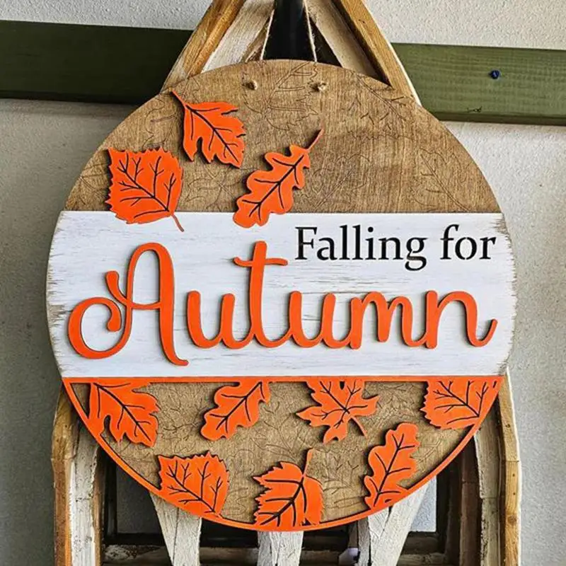 

Rustic Wooden Wall Art Front Door Welcome Sign Autumn Door Sign Ornament for Thanksgiving Fall Farmhouse Wall Art Bow Decor Gift