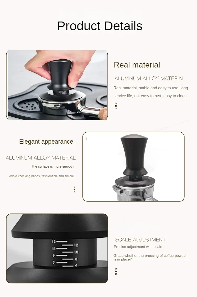 Description Picture 3 of itemCoffee Tampers 15lb Spring Loaded Coffee Tamper Ripple Base Aluminum Self Leveling Espresso Tamper Coffeeware 51mm 53mm 58mm