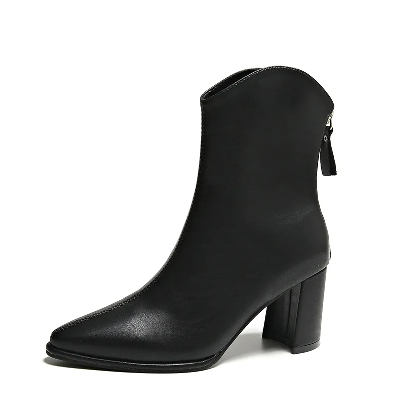 Winter Women High Heels Ankle Boots Fashion Pointed Toe Chunky Shoes 2023 New Trend Dress Pumps Casual Women Chelsea Boots