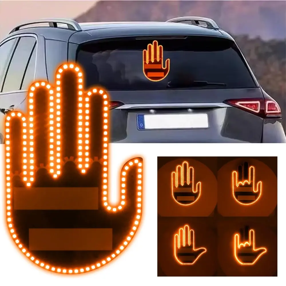 리모컨 있는 자동차 손가락 조명, 재미있는 자동차 인테리어 조명, 손가락 업 LED, 가운데 손가락 손 램프, 자동차 액세서리, 1 세트