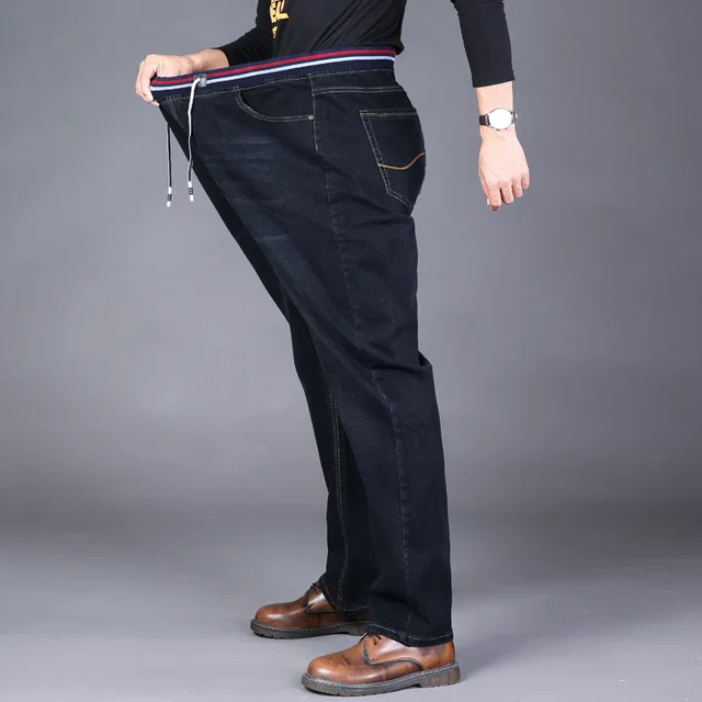 Осенне-зимние эластичные джинсы, мужские свободные джинсы большого размера 46, прямые облегающие брюки 48, джинсы для мужчин, джинсы 46 44 1
