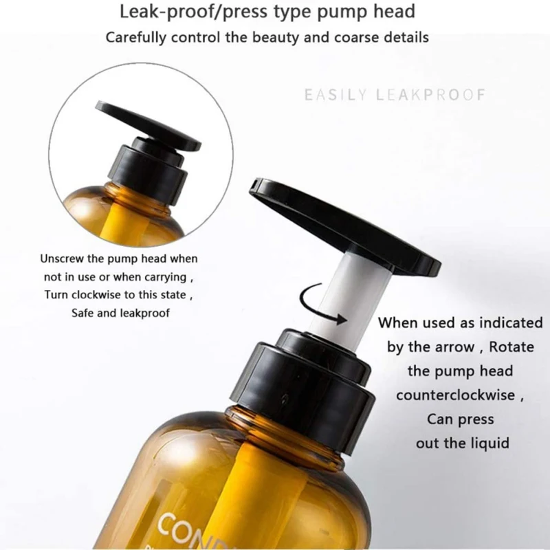 Bathroom Soap Dispenser Shampoo Body Wash Hair Conditioner Bottle Plastic Storage Bottle Press Pump Sub 500ML 3pcs