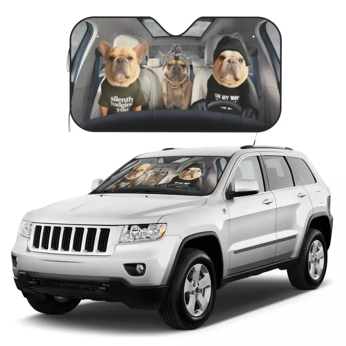 

Bulldog Family Car Auto Sun Shade Sunshades Reflector Anti Uv Custom Car Sunshade Sun Shade