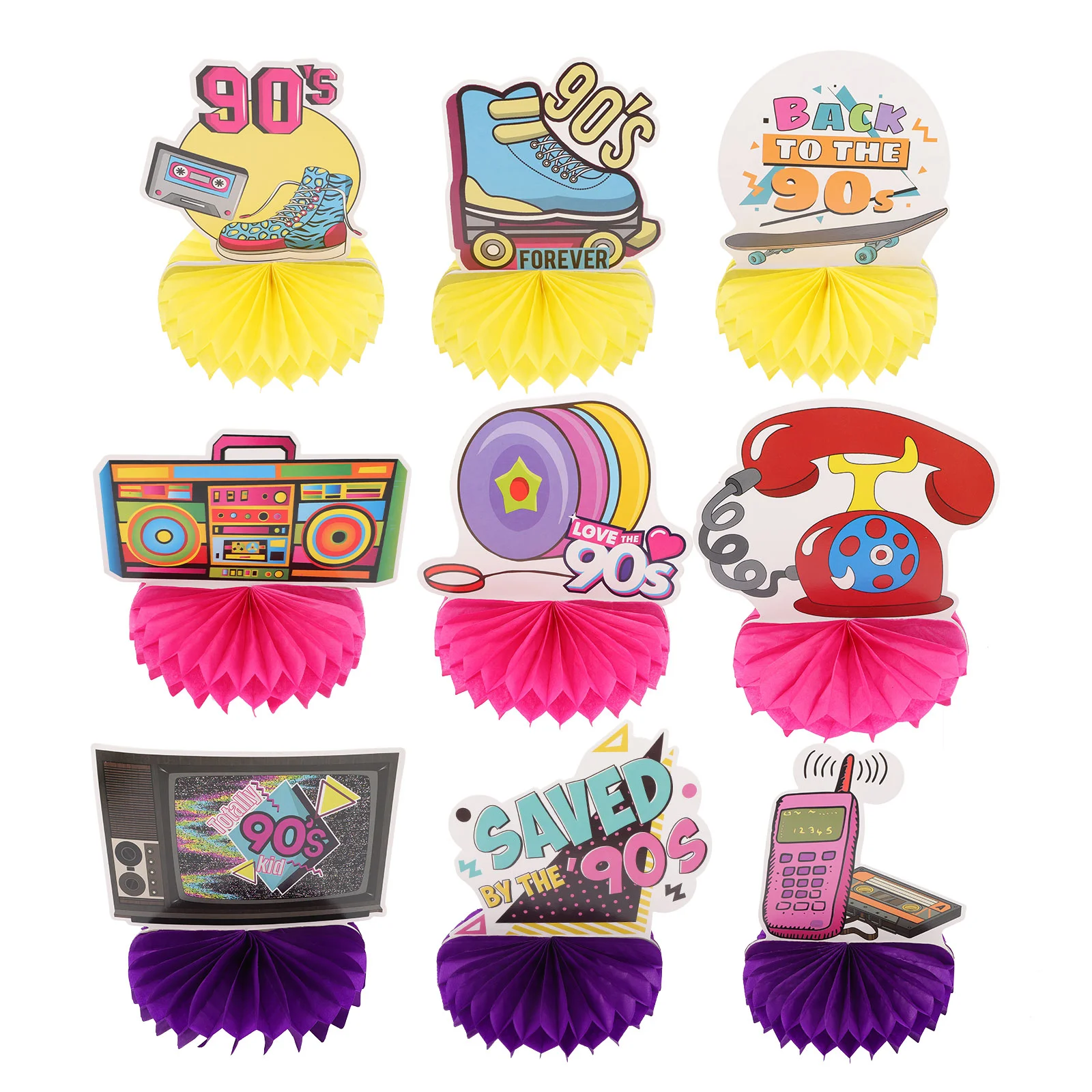 

9 Pcs 90s Decor Record Honeycomb Centerpieces The Gift Decorations for Party Cake