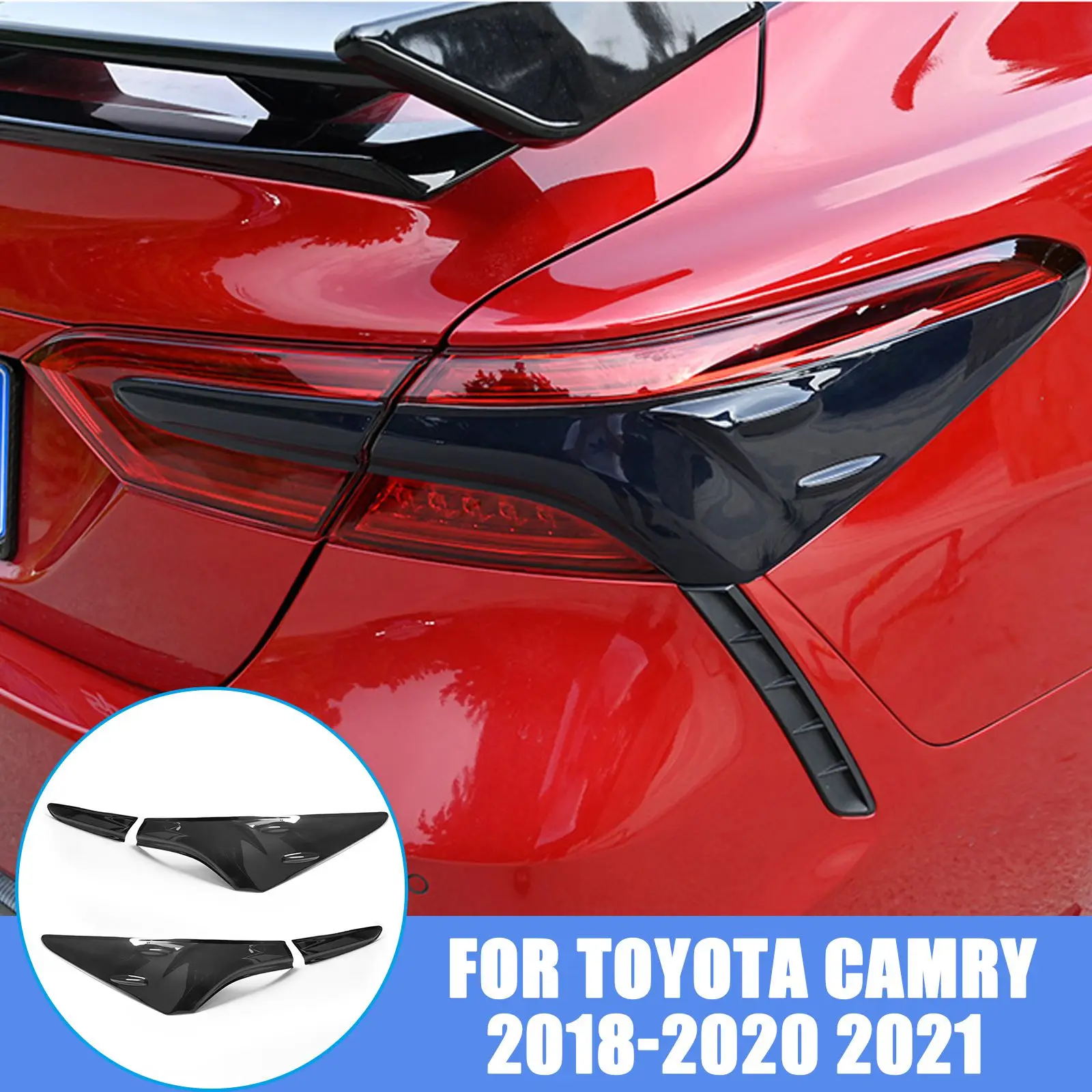 For 2018-21 Toyota Camry Smoked Tail Light Shell Rear Lamp Trim Cover Left+Right