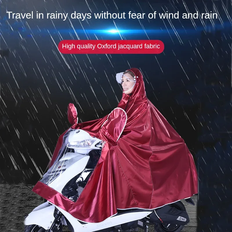Electric Bike Mackintosh Rain Poncho Adult Riding Double Transparent Large Hood Thickened Cloth Motorbike Rider Mackintosh