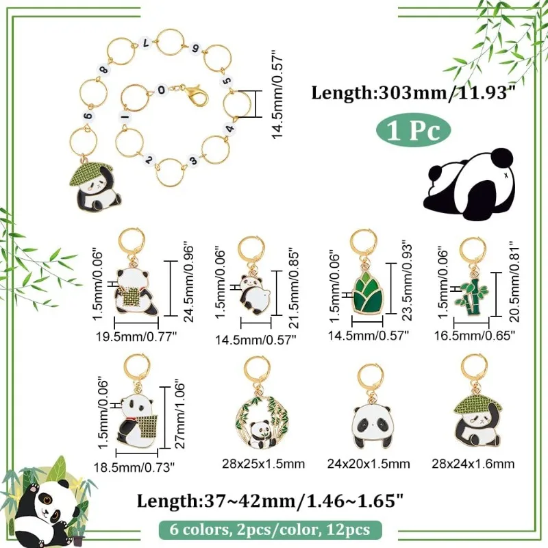 1 Pcs Panda Knitting Row Counter Chains and 16 Pcs Panda Stitch Markers Alloy Enamel Stitch Marker for Knitting Weaving Sewing