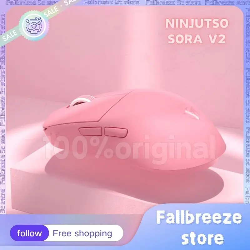 NEW Ninjutso Sora V2 Pink Gamer Mouse Wireless Lightweight Mouse 