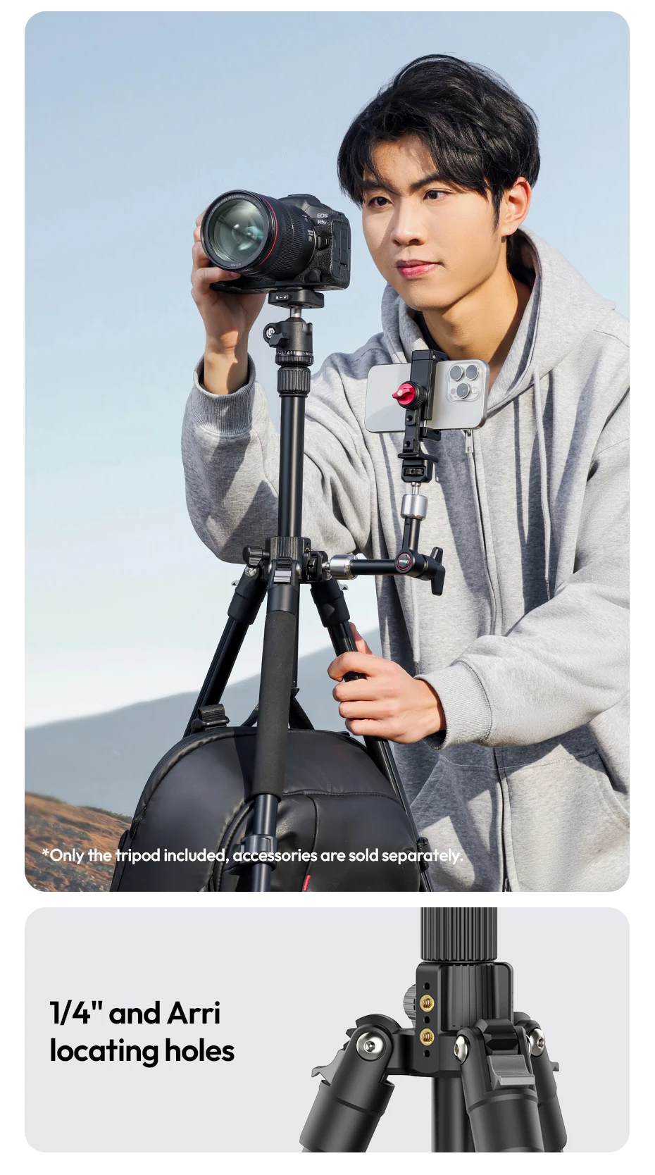 Traveler-Uka Tripod Portable Tripod Selfie Stick for DSLR Camera for Travel Phot