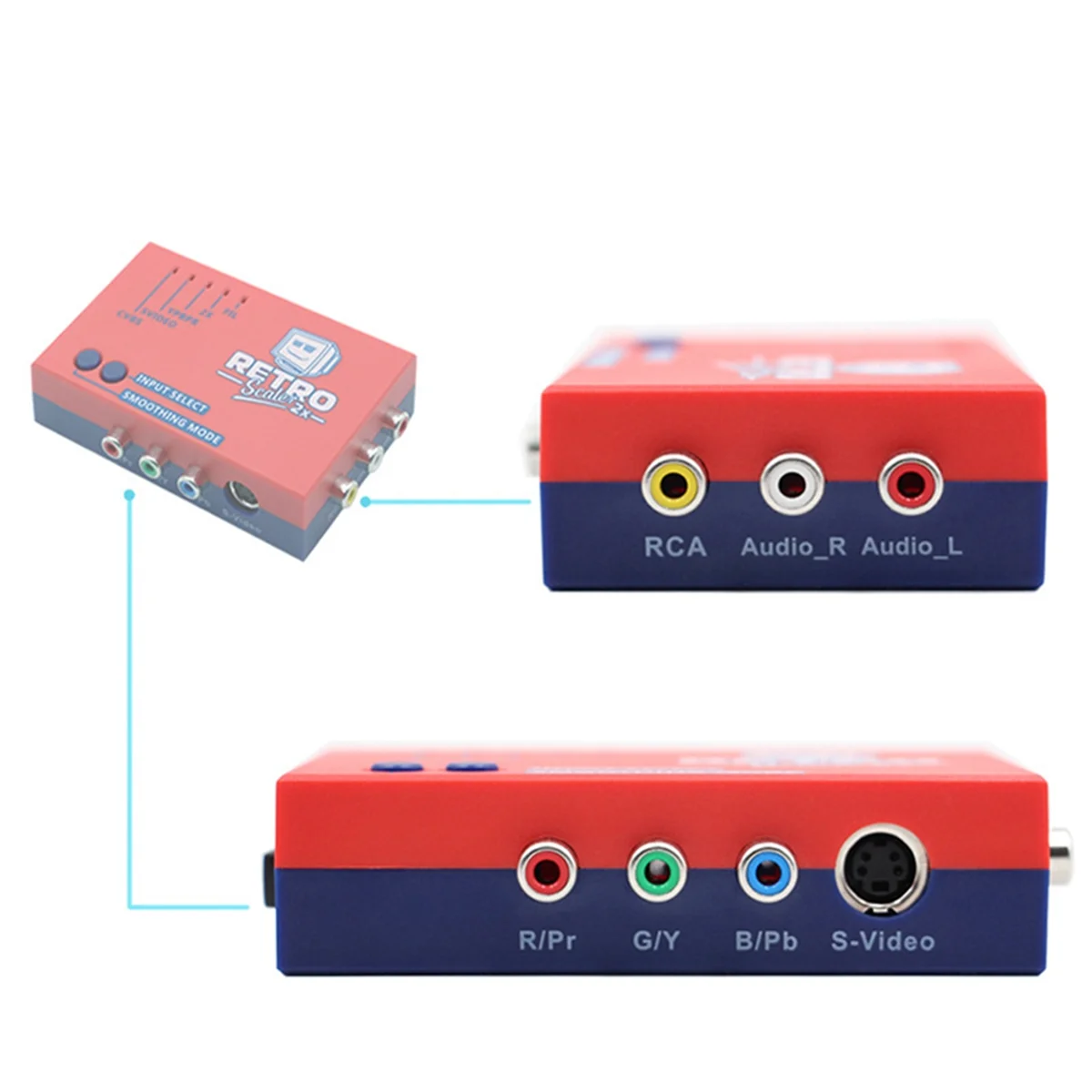 For RetroScaler2x AV to HD Converter Line-Doubler for Retro Game Consoles PS2 N64 NES Dreamcast Saturn MD1 MD2,Red NND