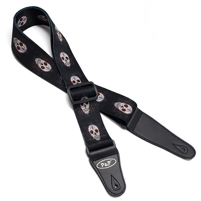 P & P Skull Universal Guitar Strap, Heat Transfer Instrument Accessories, Bakelite Strap