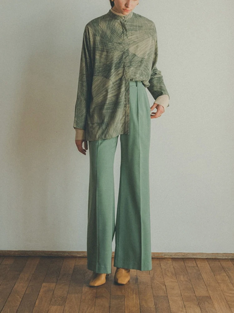 

2022 New Spring Summer Women High Waist Solid Color Wide Leg Long Pants Japan Style Temperament Office Lady Loose Bottoms