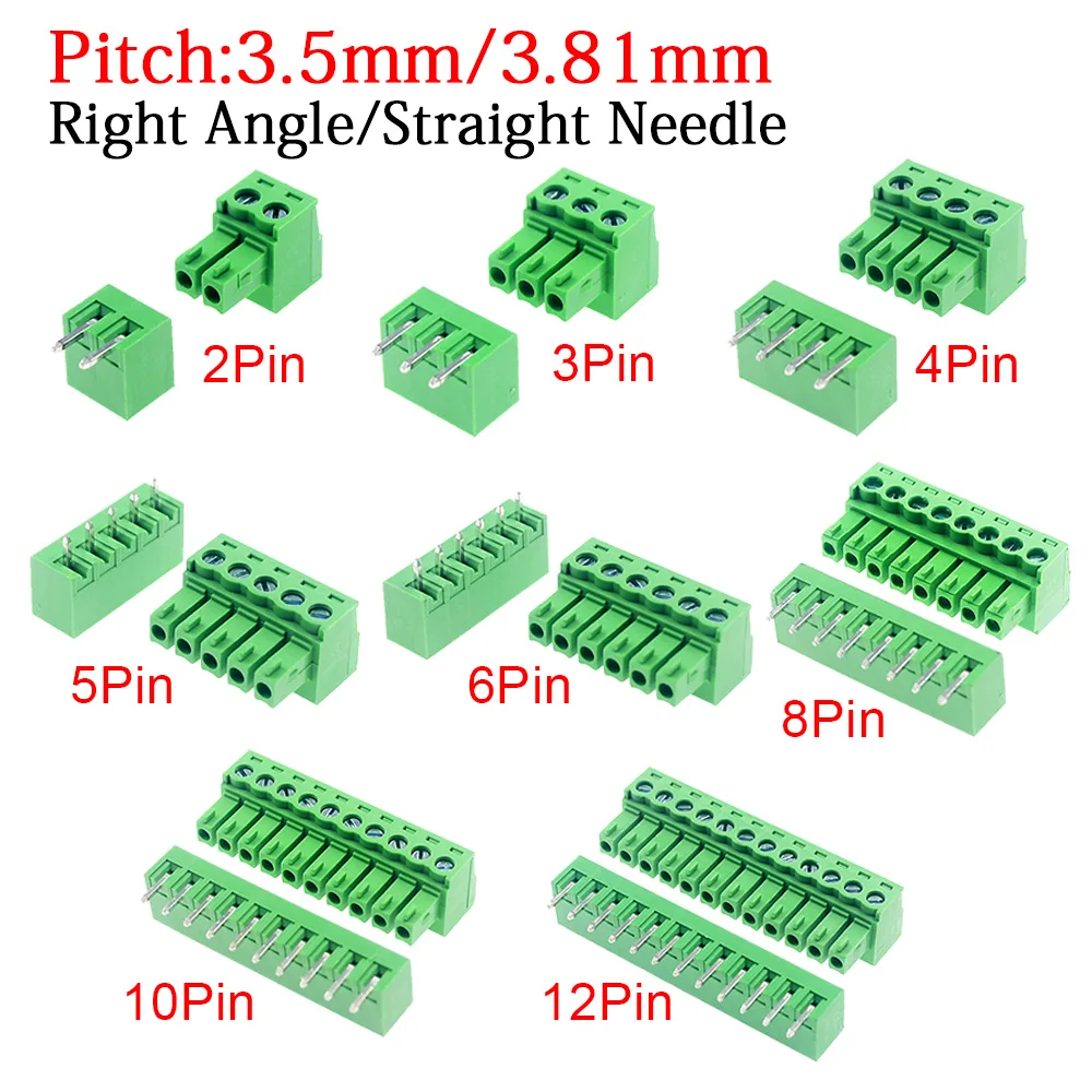 10/5 Pairs Pitch 3.5mm 3.81mm Terminal Block Connector 2EDG 2-12 Pin Pcb Screw Connector Terminal Block 2EDG Socket PCB Screw