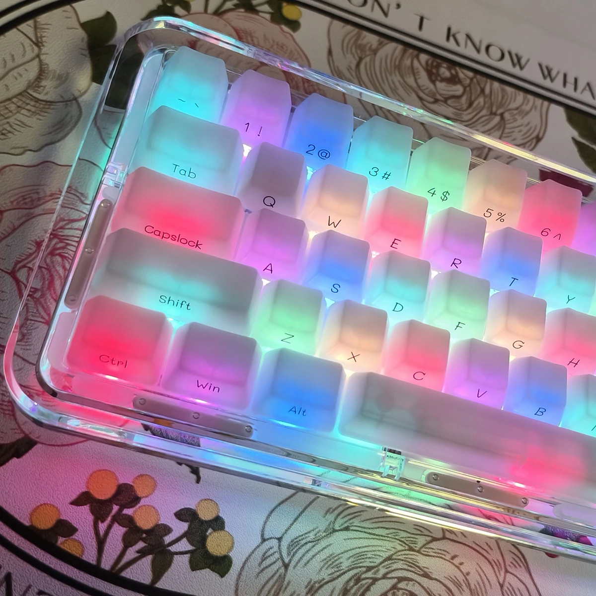 Idobao-conjunto de Teclas Abs em Mármore Branco Translúcido para Teclado Mecânico com Impressão Lateral para Oem 130 Chaves - Imagem 4