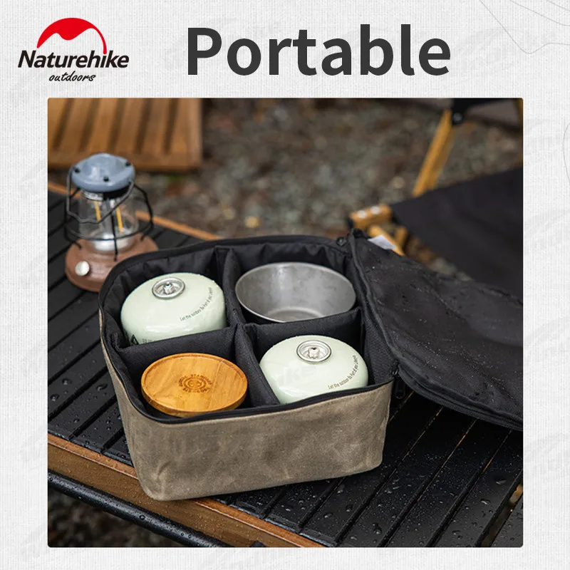 Naturehike Camping Storage Box 5.4L Portable Outdoor Canvas Picnic Tool Bag Tent Sundry Storage Bag With Partition Equipment