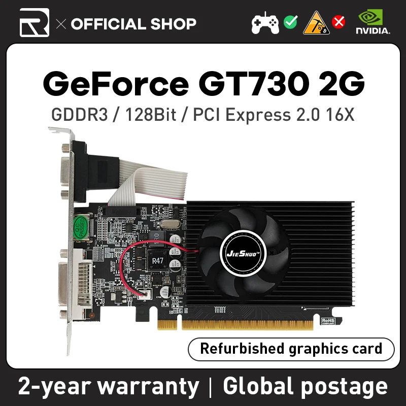 NVIDIA JIESHUO GT 730 2G Video Graphics Card PCI EXPRESS 2.0X16 GPU 64 Bit  gt730 2gb Office Bestseller Display GT730 - AliExpress