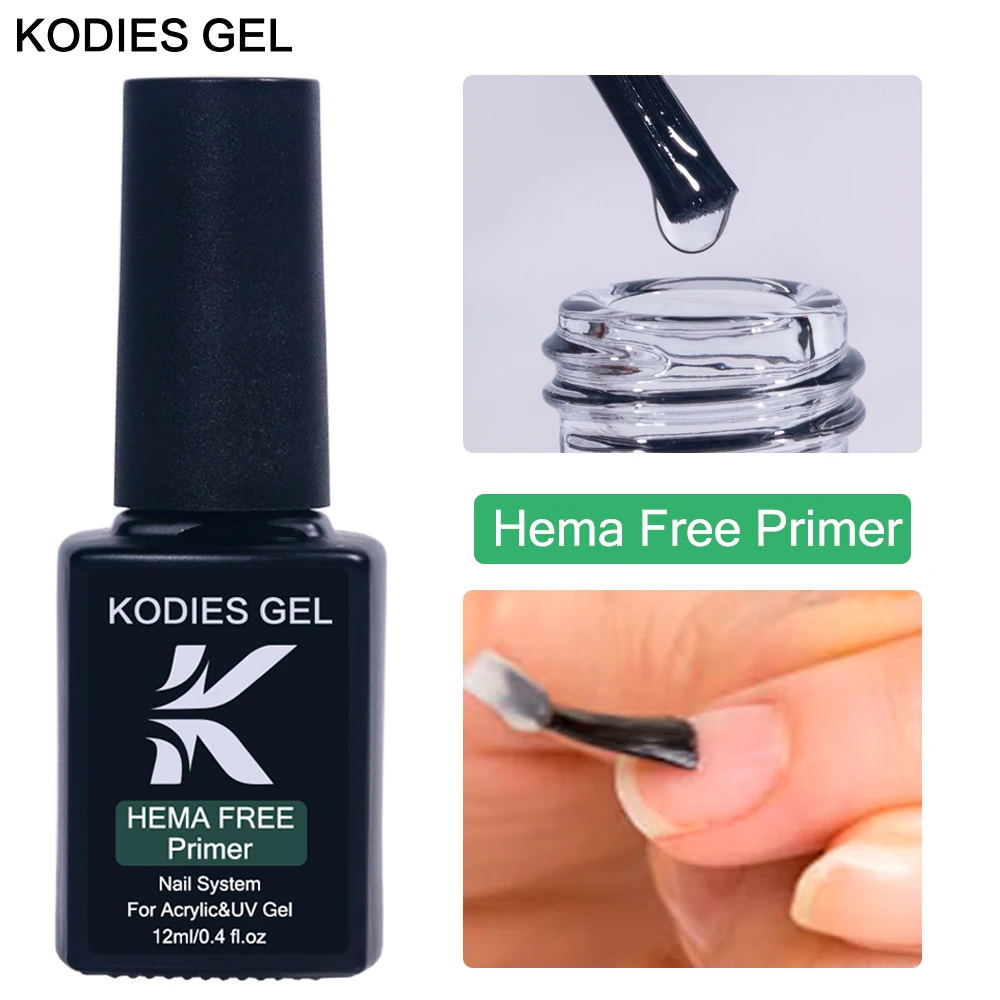 KODIES GEL HEMA Free Nail Primer Base For Manicure Sticky Strong Adhesive UV Gel Nail Polish Primer With Acid Desiccant Bonder