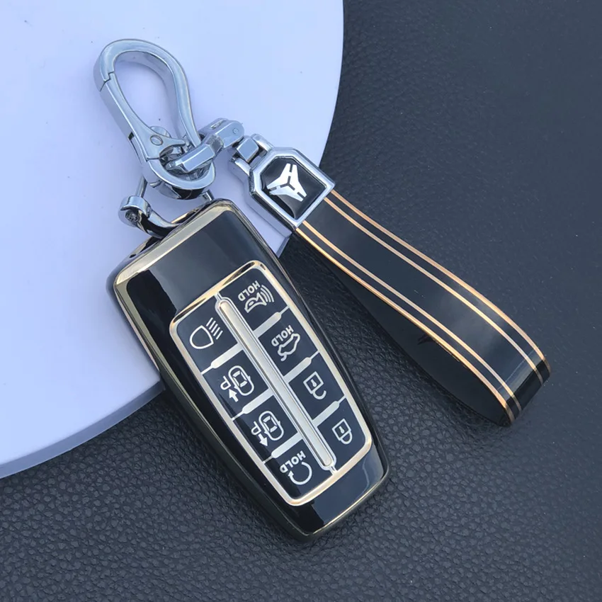 

Car TPU Key Case Cover Holder For Hyundai Genesis GV70 GV80 GV90 2020 2021 2022 Key Shell Ring Protective Accessories