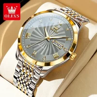 OLEVS Top Brand Automatic Mechanical Man Watch Threaded Dial Date Waterproof Stainless Steel Strap Luxury Business Men's Watches