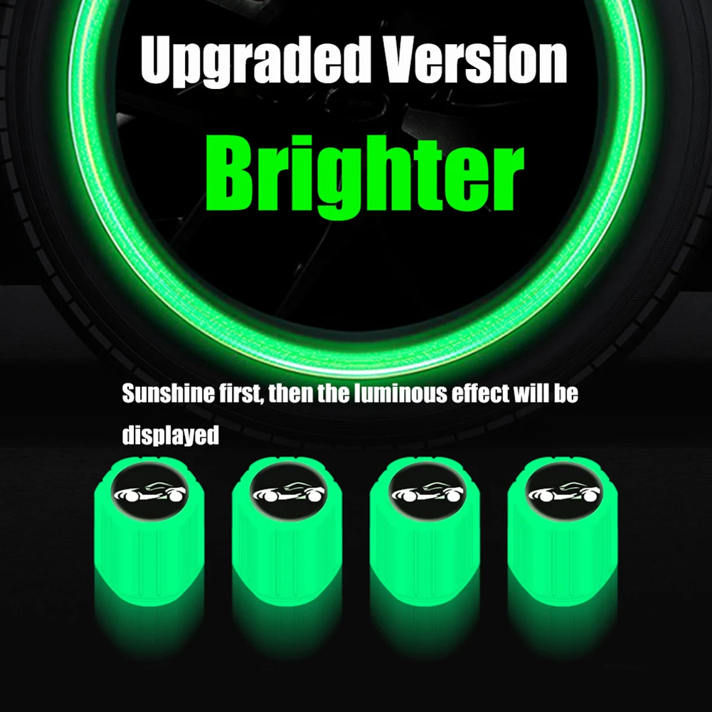 4pcs Fluorescent Green Car Tire Valve Cap Luminous Tire Valve Stem Cap