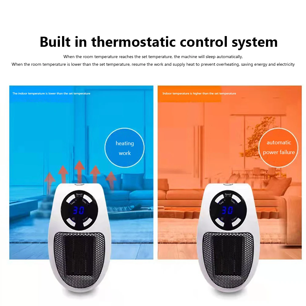 Electric Heater Portable Heater Plug in Wall Room Heating Stove Mini  Household Radiator Remote Warmer Machine Winter 220V 500W - AliExpress
