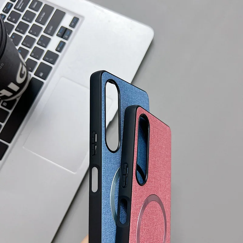 Fabric Cloth Texture Magnetic Phone Case - Shockproof with Magsafe Charging Compatibility
