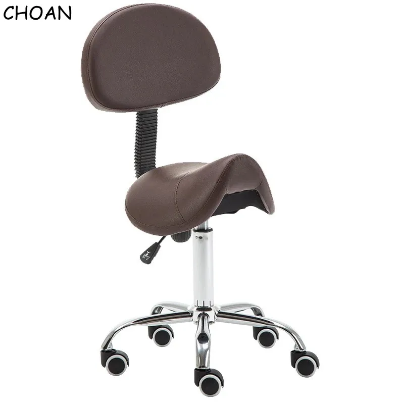 Fashion Saddle Stool With Backrest Universal Wheel Beauty Bar Barber Shop Tattoo Nail Makeup Hair Salon Furniture