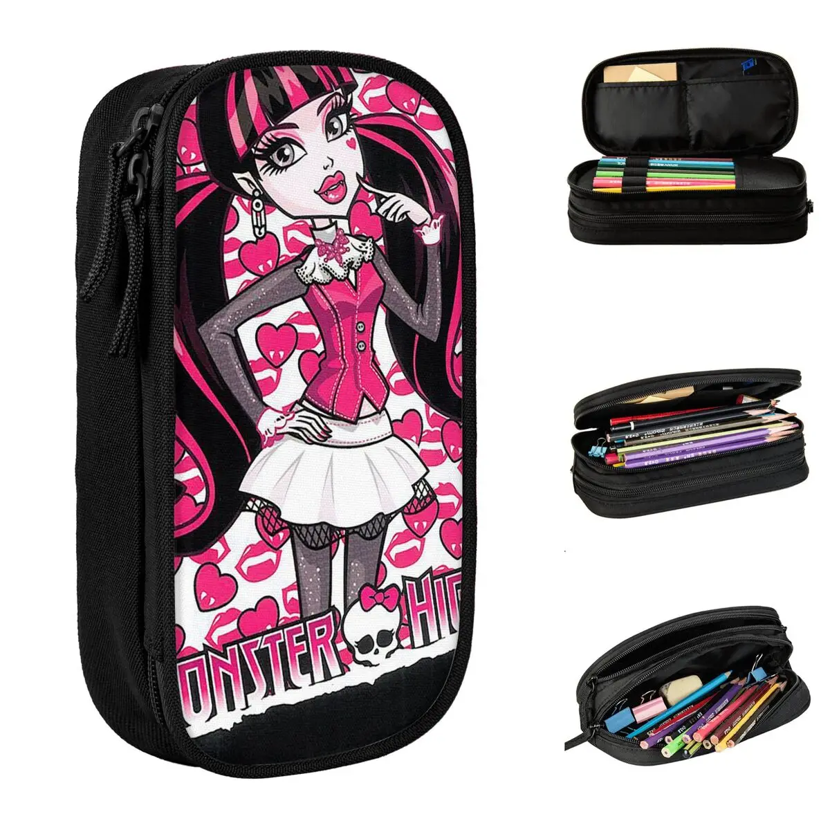 Astucci Per Matite Monster High Cartoon Fashion Draculaura Pen Bags Studente Large Storage Studenti School Cosmetic Pencil Box