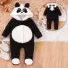 Toddler Boys Girls Long Sleeve Romper Cartoon Panda Hooded Jumpsuits Baby Fall Winter Clothes For Newbrons Baby 6 9 12 18 Months 1
