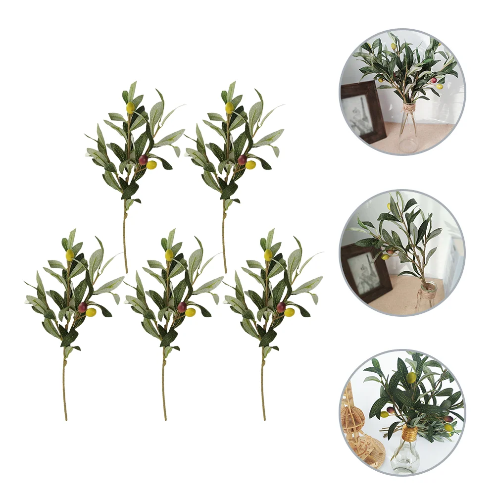 

Fake Olive Leaf Fruits Branch Artificial Branches Flower Arrangement Artificial Plants Photo Props Home Wedding With pot