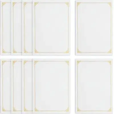 10Pcs 핫 스탬핑 인증서 용지 A4 쓰기 가능 빈 상장 용지 (졸업장, 인증서용) 인쇄 가능