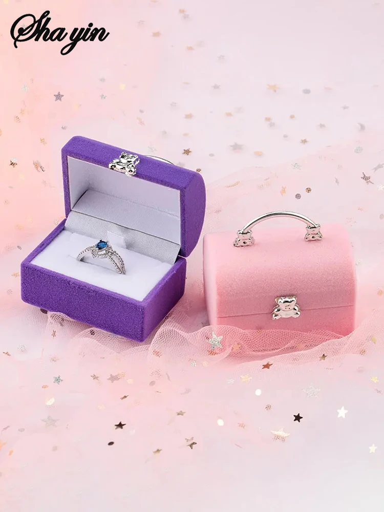 1 Piece Small Jewelry Box Velvet wedding Ring box Necklace Display Box Cute Bear Gift box Container Case for Jewelry Packaging