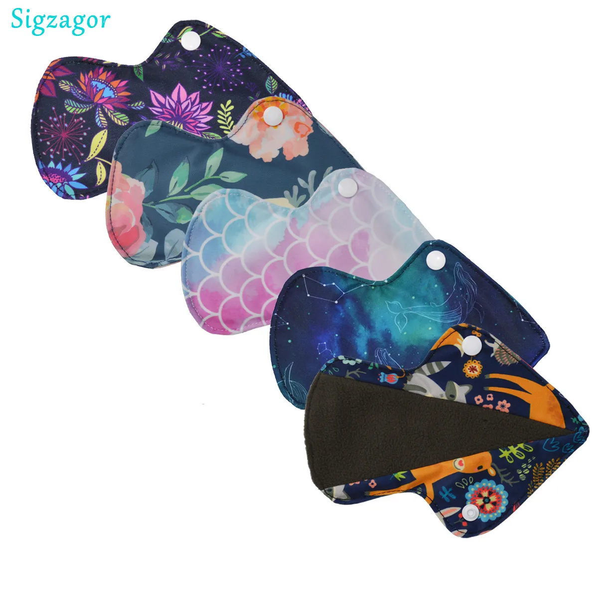 Sanitary Pads 5 Thong Panty Liners XXS Cloth Menstrual Pads Reusable Washable Bamboo CHARCOAL
