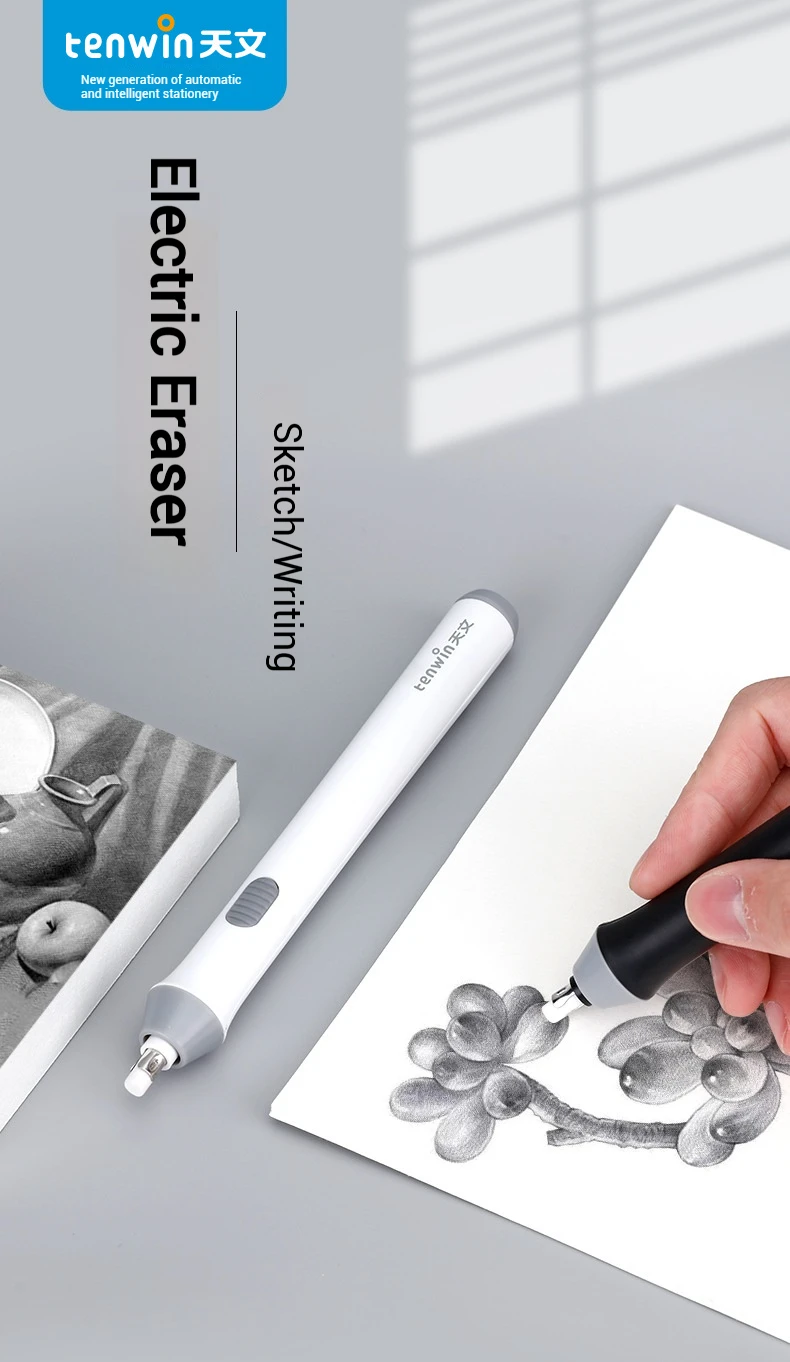 Adjustable Electric Rubber Eraser with Refills - Battery-Powered Sketch Eraser for School Supplies