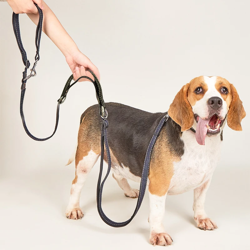 Multifunctional Jean Cloth Dog Leash Adjustable Length Free Hands Double Heads For Small Medium Large Dogs