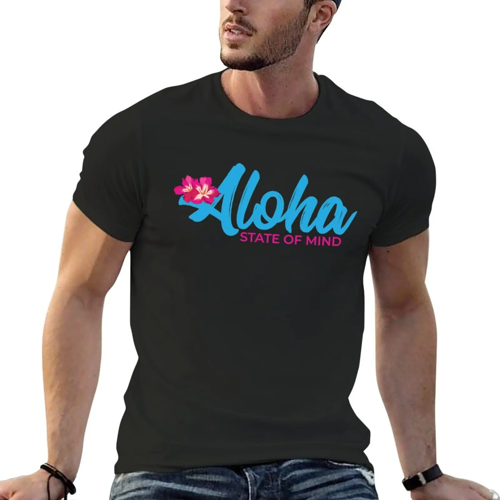 

Aloha State Of Mind Design T-Shirt vintage graphic tee anime stuff man clothes blanks Men's clothing